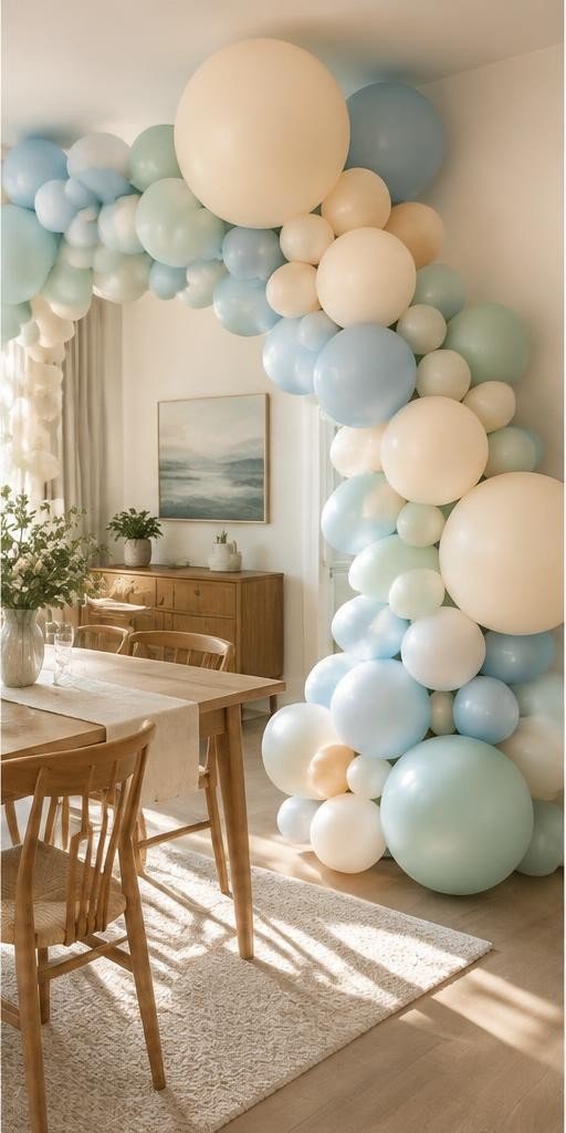 Mint Blue Baby Shower balloon decoration inspiration
